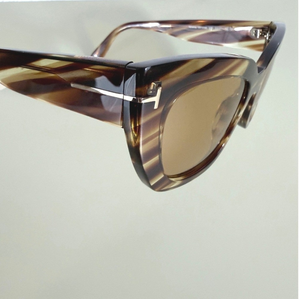 Tom Ford Sunglasses Athena Yellow Tint FT1190 Cat Eye Striped Brown Havana 53mm - Picture 6 of 12